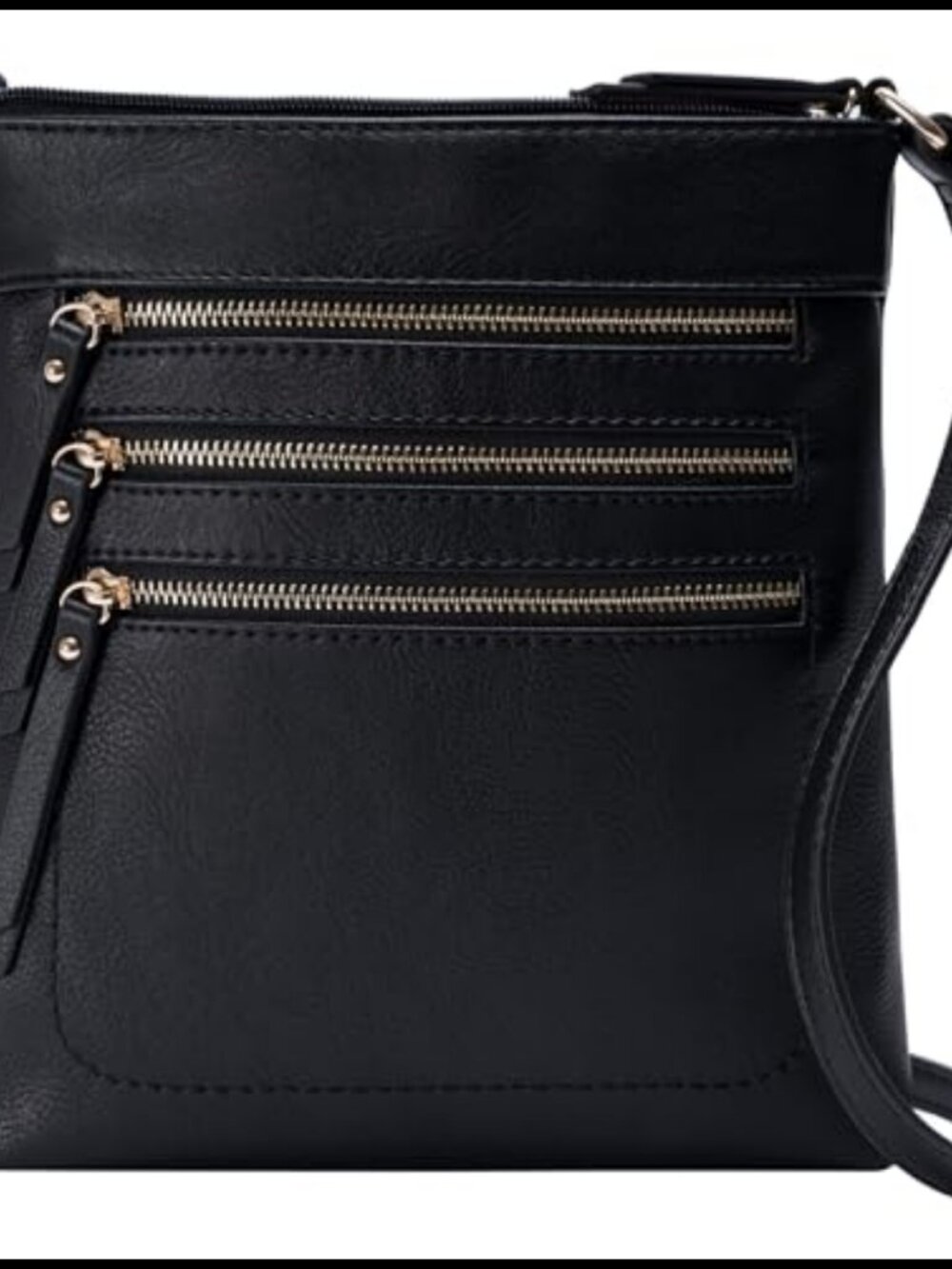 Faux Leather Crossbody Messenger Bag Multi Pocket Adjustable Strap